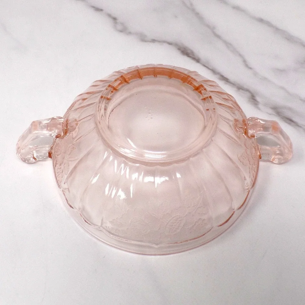 Vintage Anchor Hocking Mayfair Pink Open Rose Cream Soup Bowl (1930s)